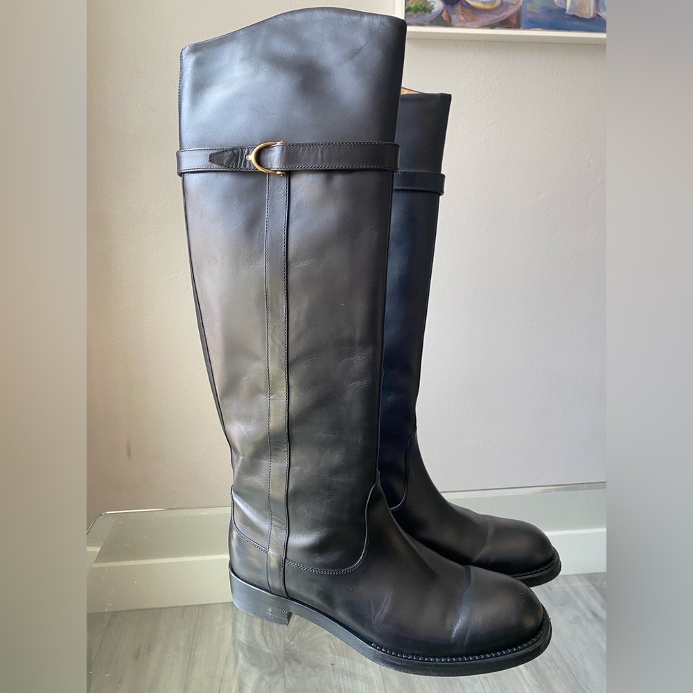 Gucci size 36.5 black leather riding boot